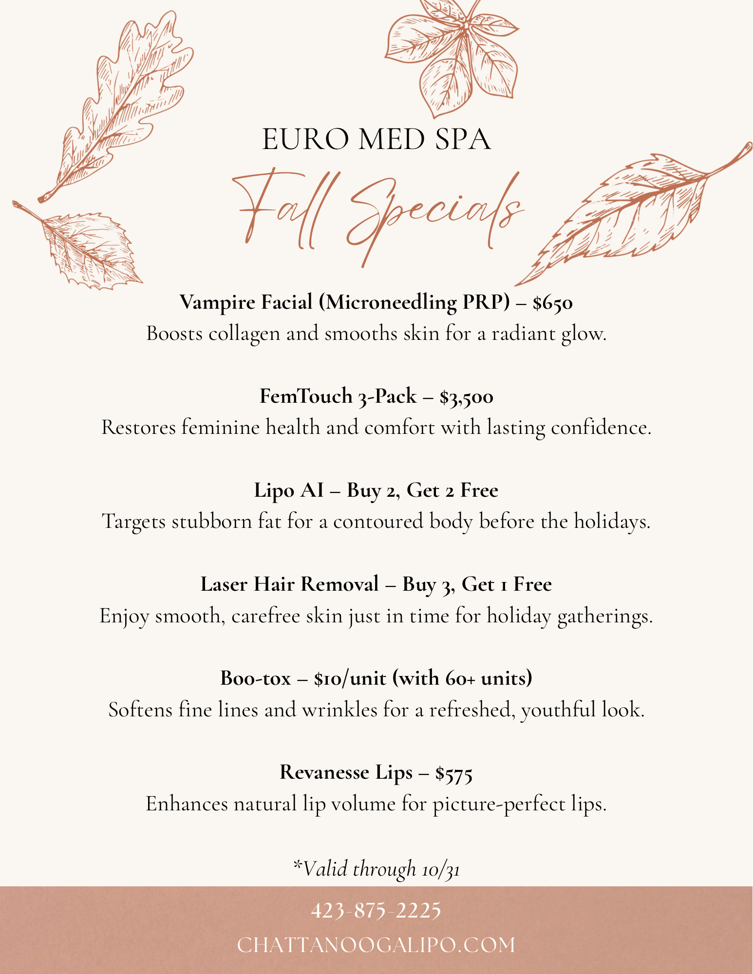 October Specials flyer